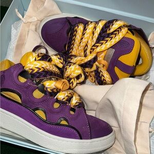 Purple and Yellow Sneakers